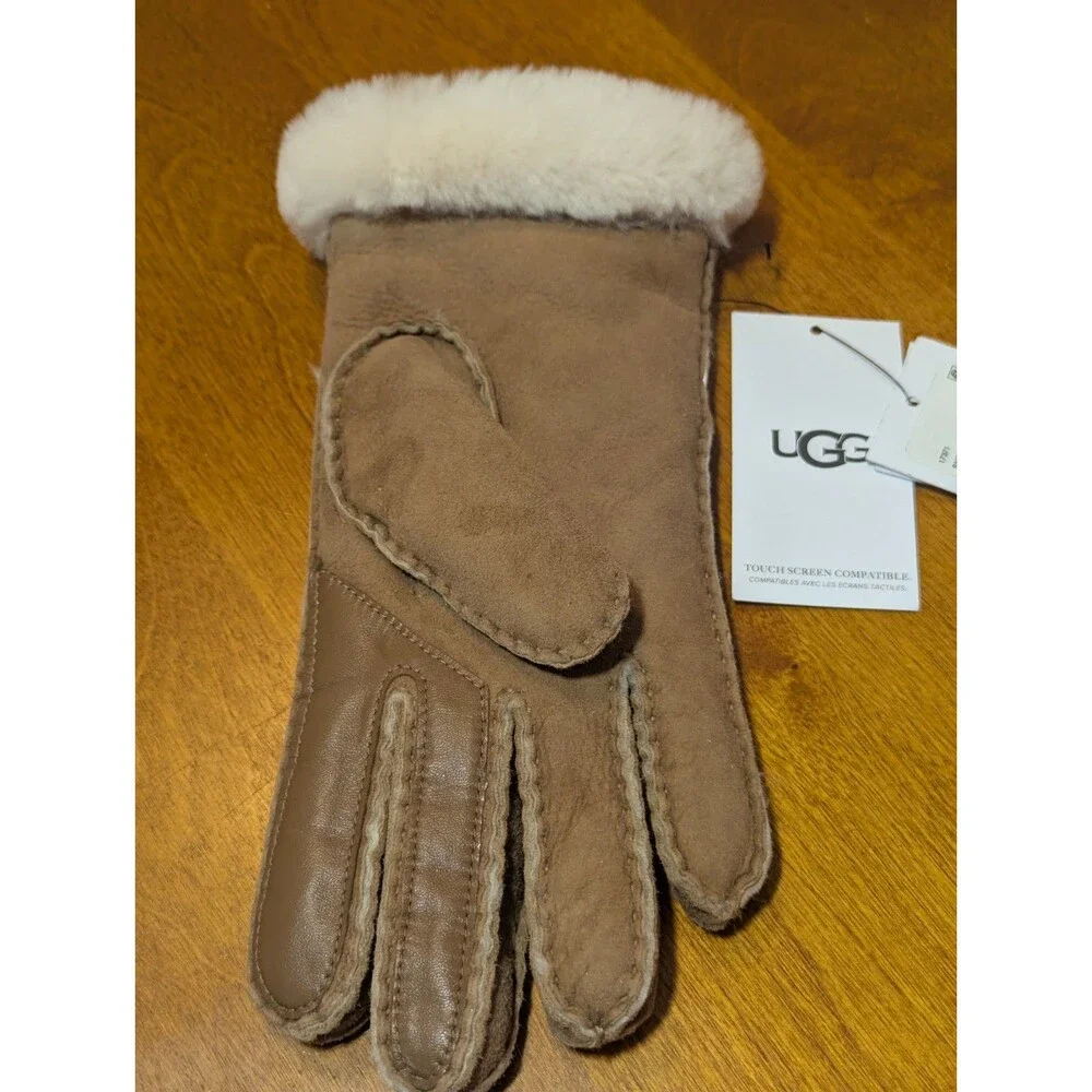 SINGLE GLOVE UGG Right Hand Sheepskin Seamed Chestnut Brown Leather Size L NWT